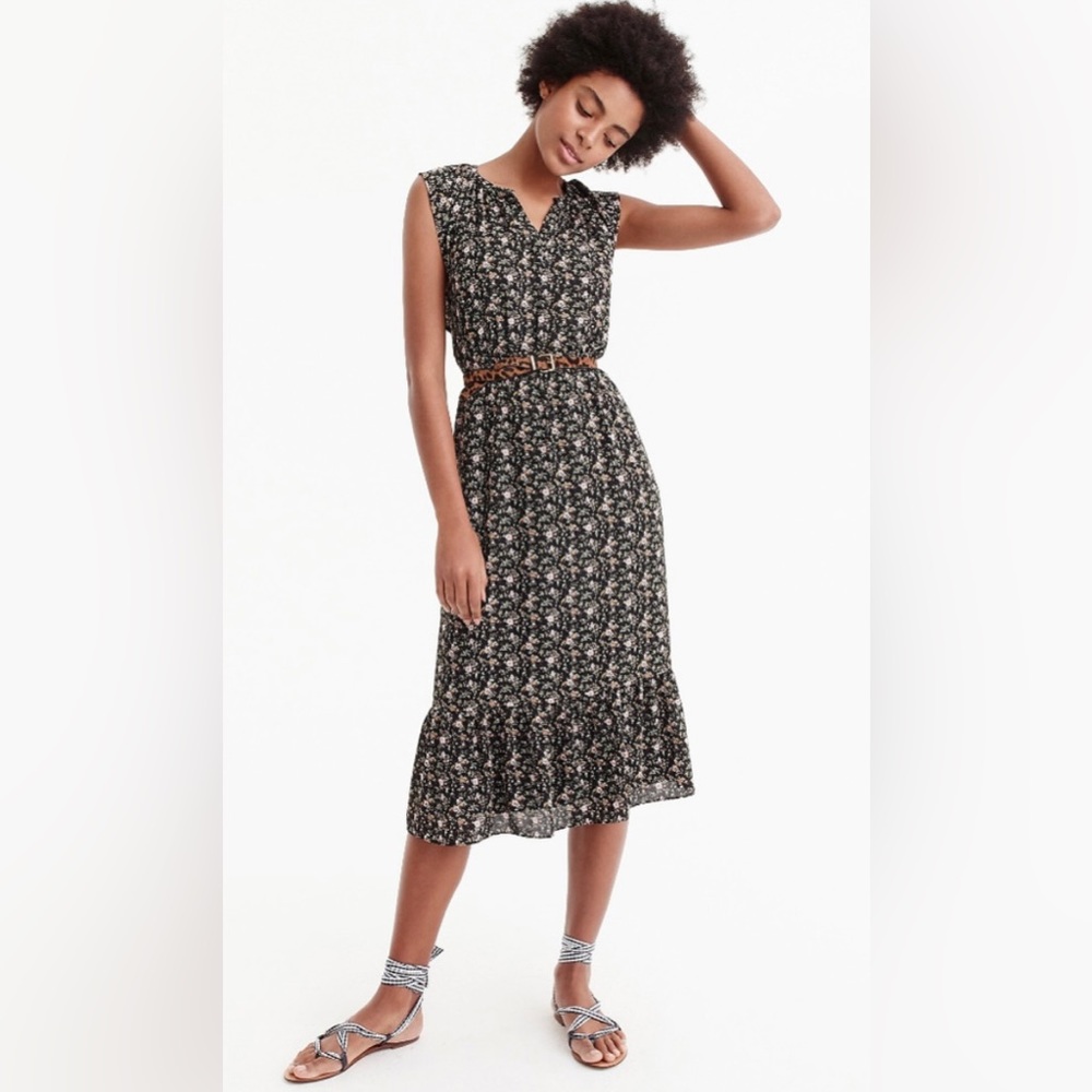 J.Crew Mercantile Black Floral Midi Dress XS